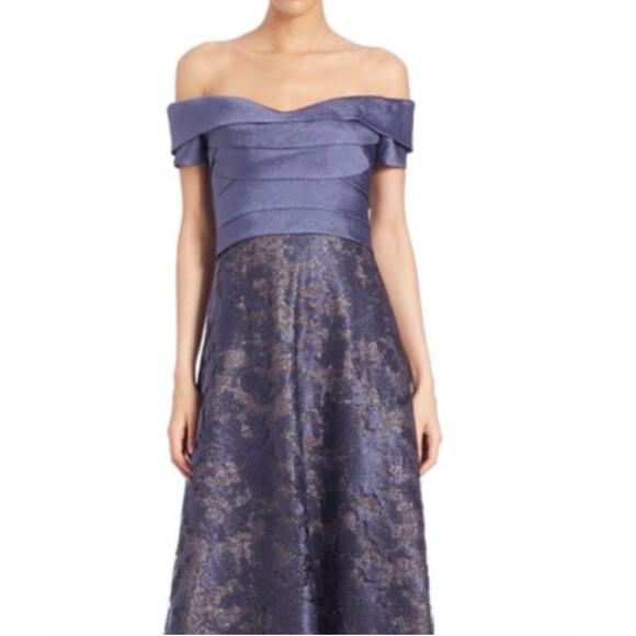 Rene Ruiz Gown Dress Collection Off the Shoulder Mother Bride Groom Formal Blue - Picture 1 of 11